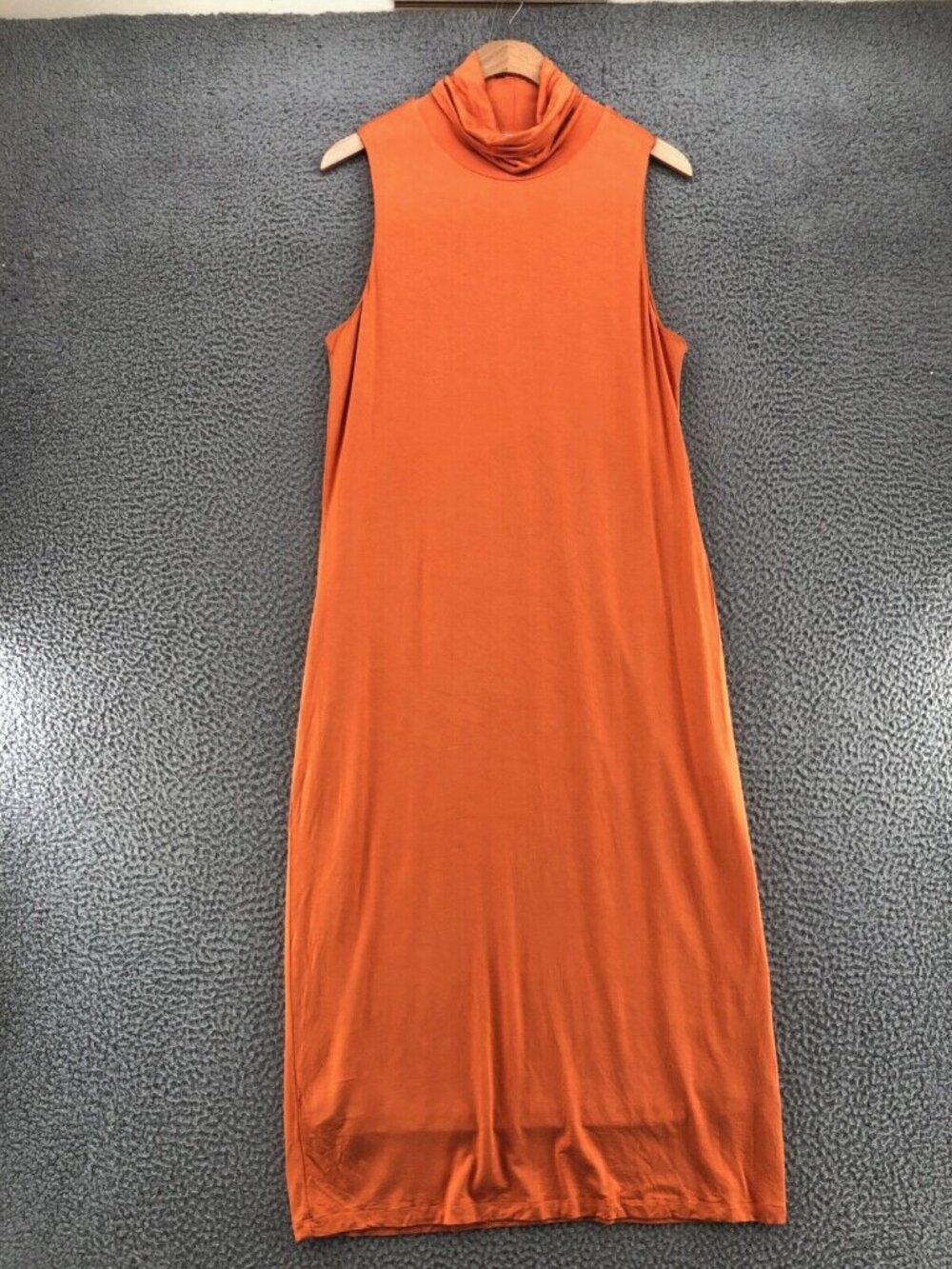 Cremieux Dress Womens Large Orange Turtleneck T Shirt Midi Sleeveless Stretch